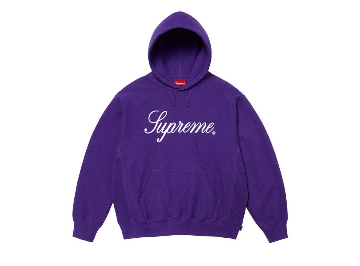 Supreme Embroidered Script Hooded Sweatshirt Purple - pickUP