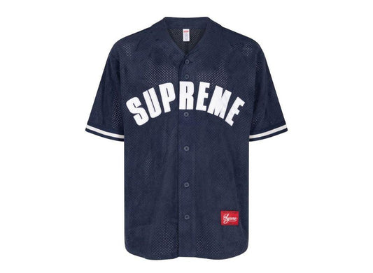 Supreme Ultrasuede Mesh Baseball Jersey Navy - pickUP